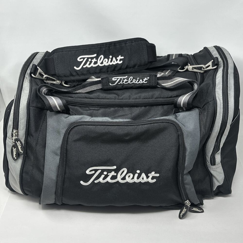Titleist Golf Duffel Bag Medium Black Travel Gym Carry Luggage Shoe Compartment
